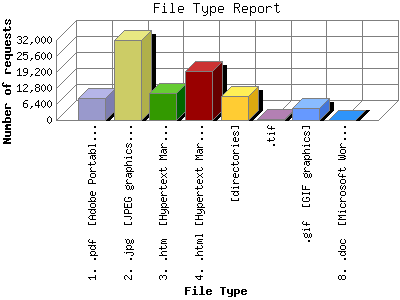 File Type Report: Number of requests by File Type.