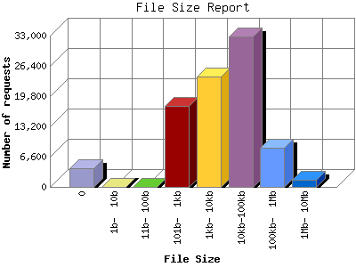 File Size Report: Number of requests by File Size.
